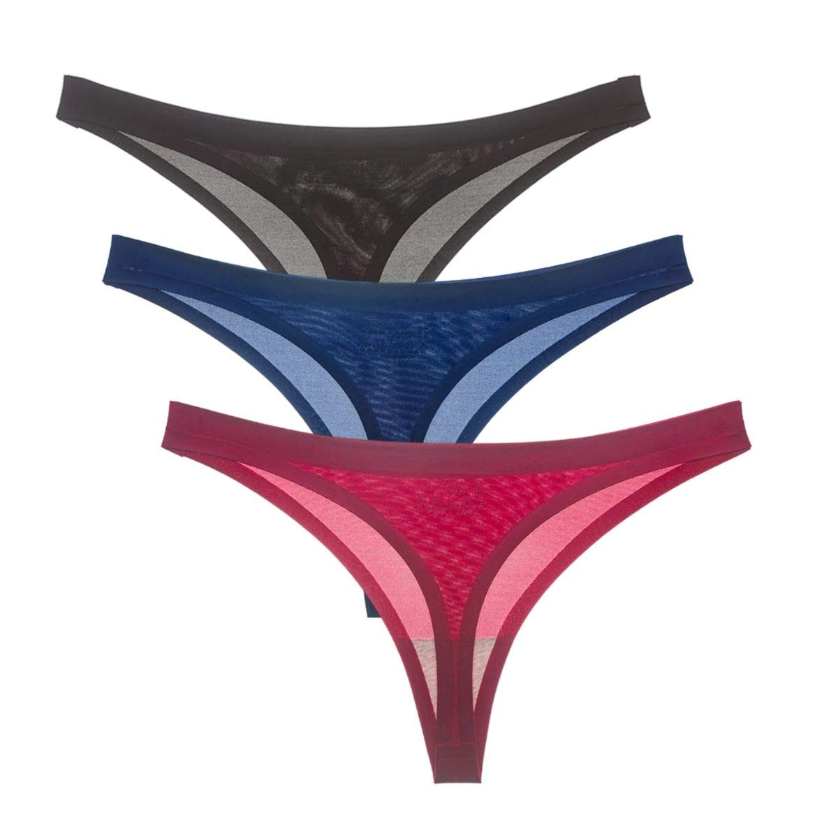 【送料無料】[Beirou] tバック レディース セクシー Tショーツ 無縫製 パンティ 響かない 締め付けない 美しいヒップライン 豹柄 ロイズ柄 無地 美尻 3枚組 色：3枚セット(濃い色組)、サイズ：M