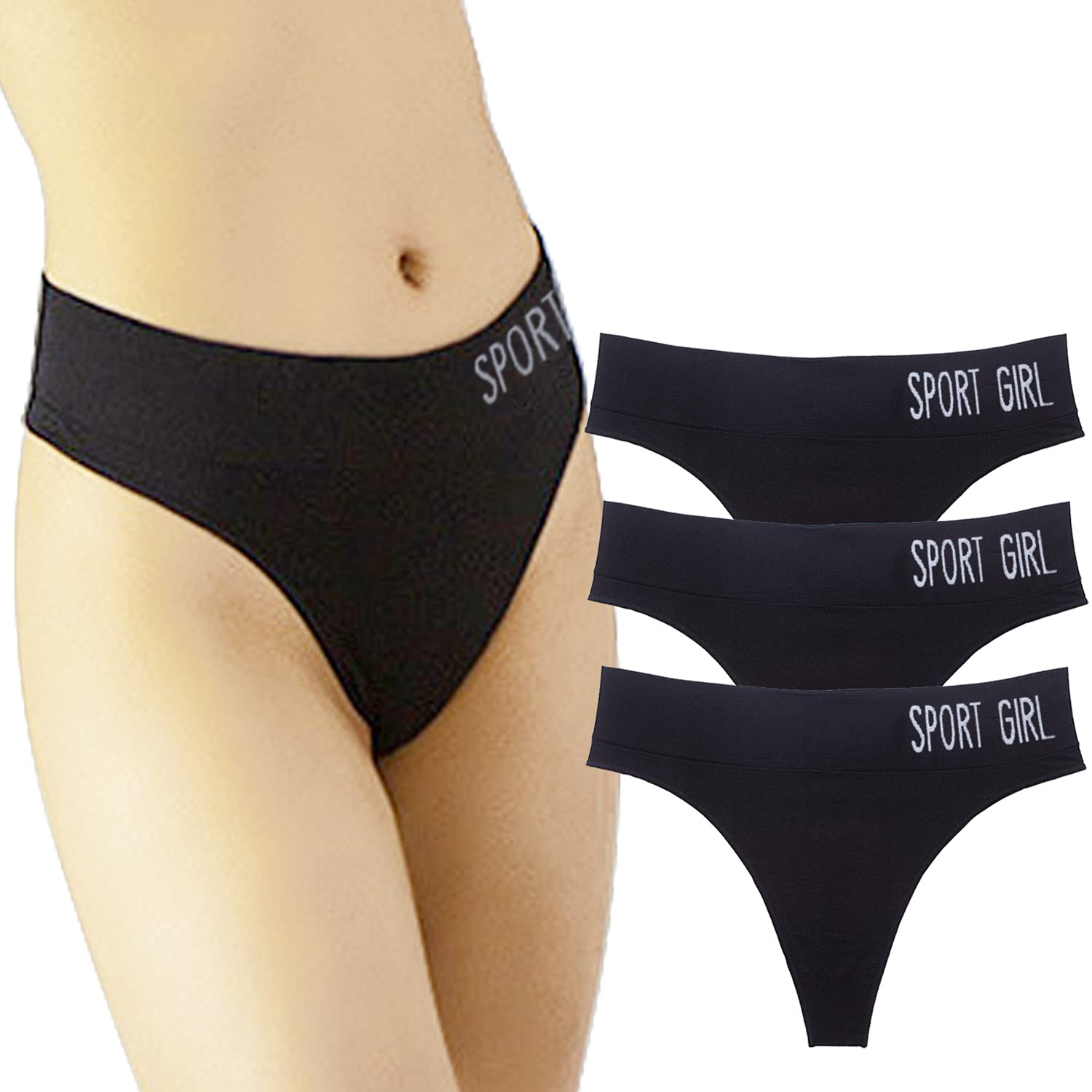 【送料無料】[Beirou] スポーツ tバック レディース シームレス 【ミドルライズ・安定感 セクシーな美尻を演出するヒップアップ 欧米スタイル ノーレース ヨガ ジム【3枚組】 色：【high-waisted】1#-B組、サイズ：2XL