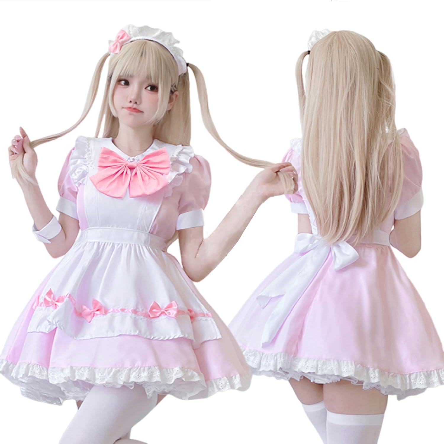 【送料無料】[AOTYP] メイド服 コスプレ コンカフェ メイド 可愛いリボン ショート丈 メイドコスチュー..