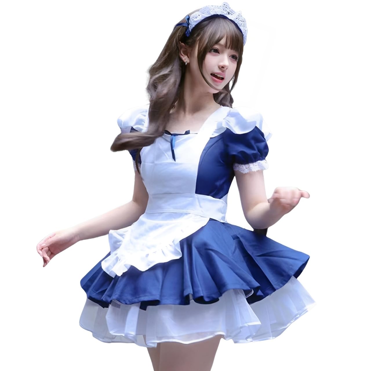 【送料無料】[AOTYP] メイド服 パニエ付き 4点セット メイドコスプレ 半袖 ロリータ ワンピース エプロ..