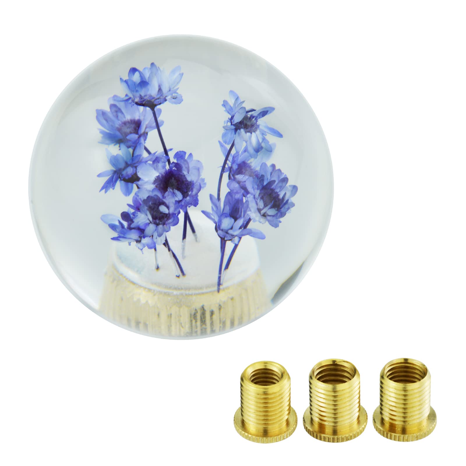 【送料無料】Arenbel 花結晶ボール形状ギアレバーシフターグリップノブラウンドカーシフトスティック ..