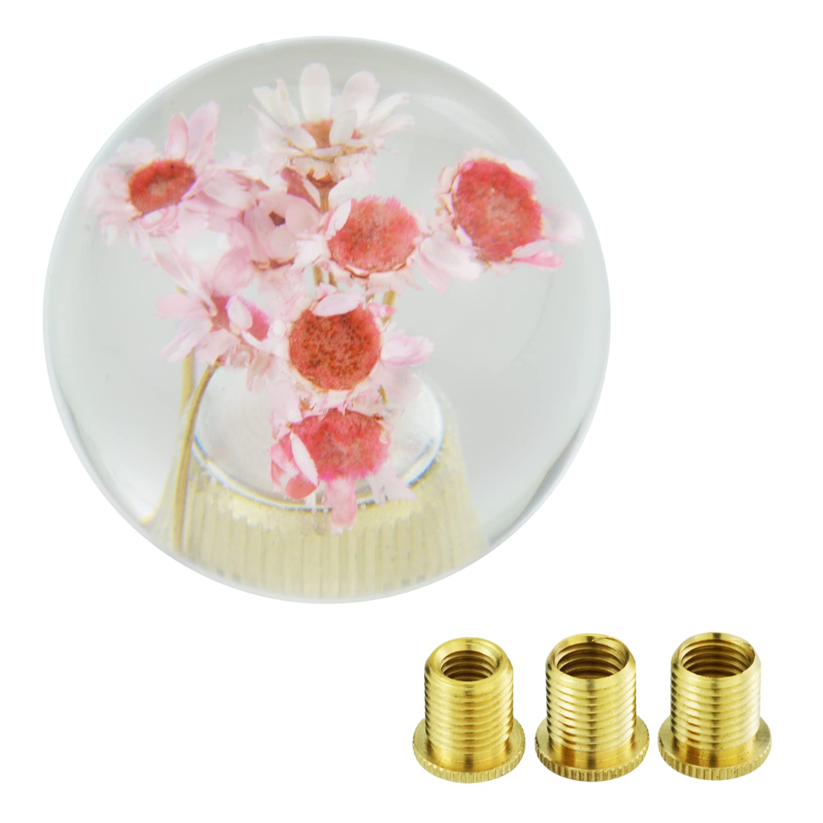 【送料無料】Arenbel 花結晶ボール形状ギアレバーシフターグリップノブラウンドカーシフトスティック ..