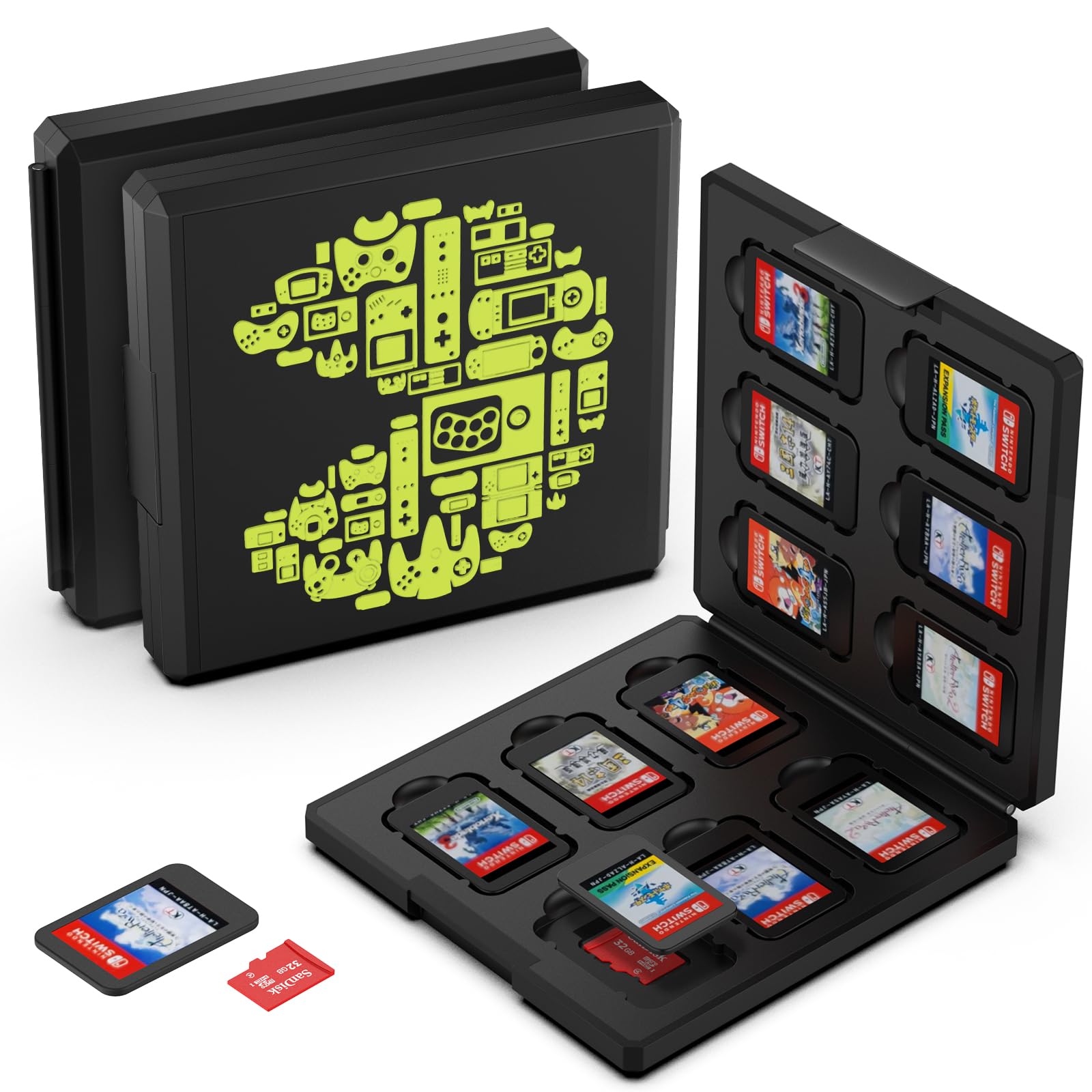 【送料無料】GeeRic 12枚 ゲームカード 収納ボックス スイッチ 対応 ソフトケース 12枚Micro SD メモリーカード 収納可 Switch/Switch Lite/Switch OLED モデル対応 コンパクト 薄型 軽量 防塵 持ち運 傷つき防止 色：カラー4
