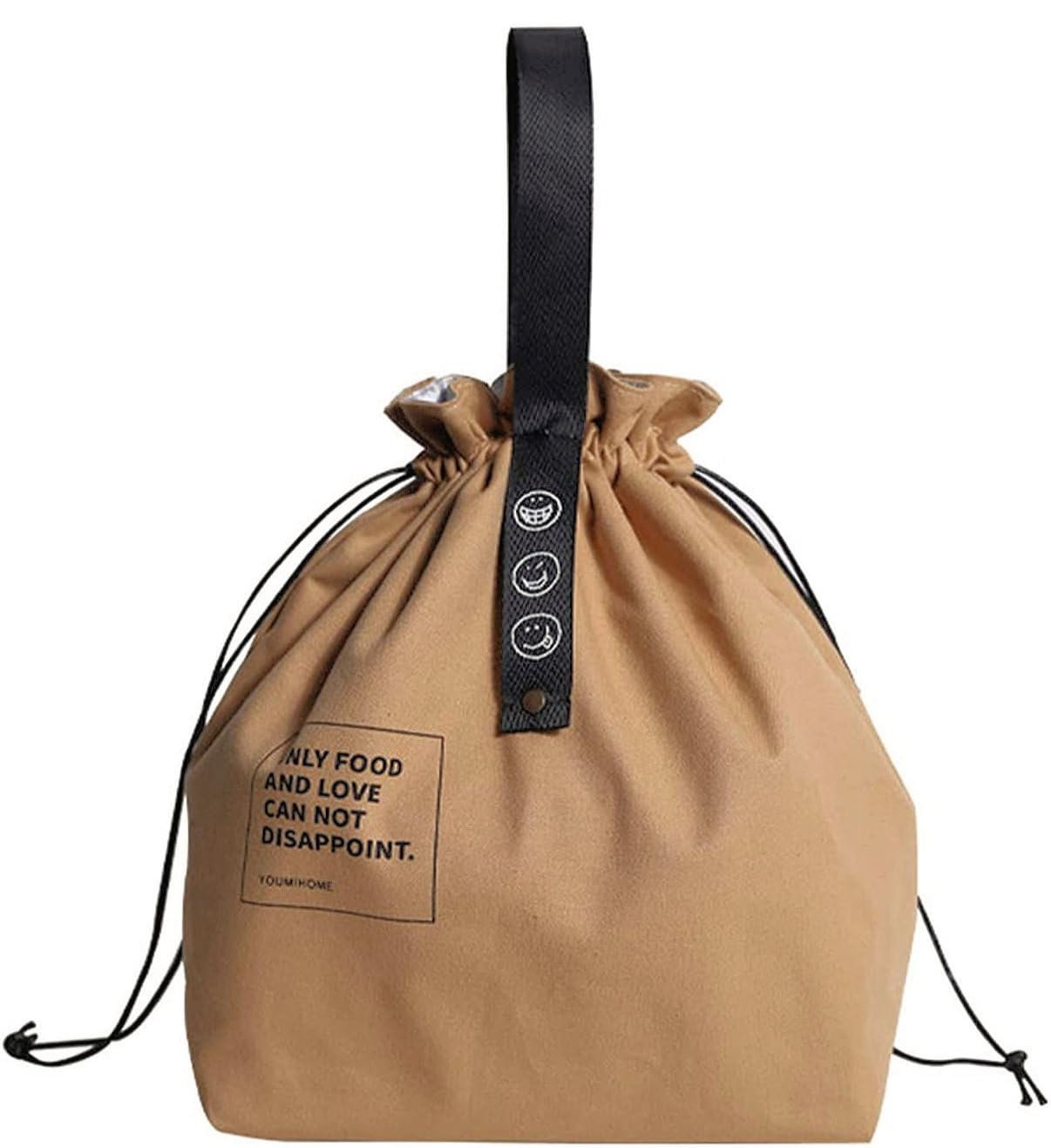 【送料無料】ランチバッグ 大きめ お弁当袋 保冷 防水 巾着袋 冷蔵 シンプル コットン キャンバス生地 ..