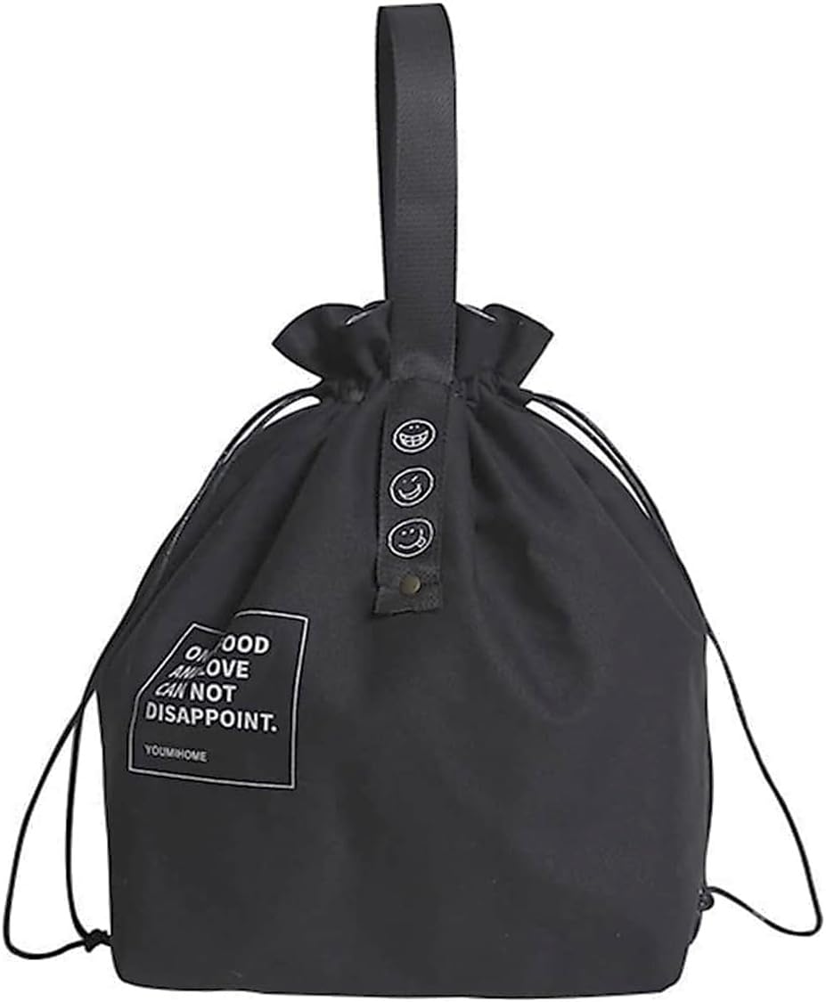 【送料無料】ランチバッグ 大きめ お弁当袋 保冷 防水 巾着袋 冷蔵 シンプル コットン キャンバス生地 ..