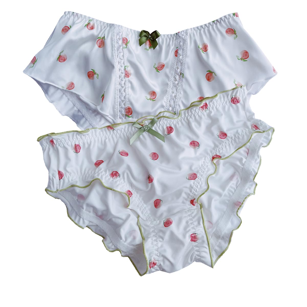 【送料無料】[LIUXU] パンティー サテン下着セット レーヨン生地 女性 ショーツ 学生パンティー レース 白 大きいサイズ かわいい 通気性 レギュラー レディース ショーツ 2枚 色：ピンク&ブルー、サイズ：M