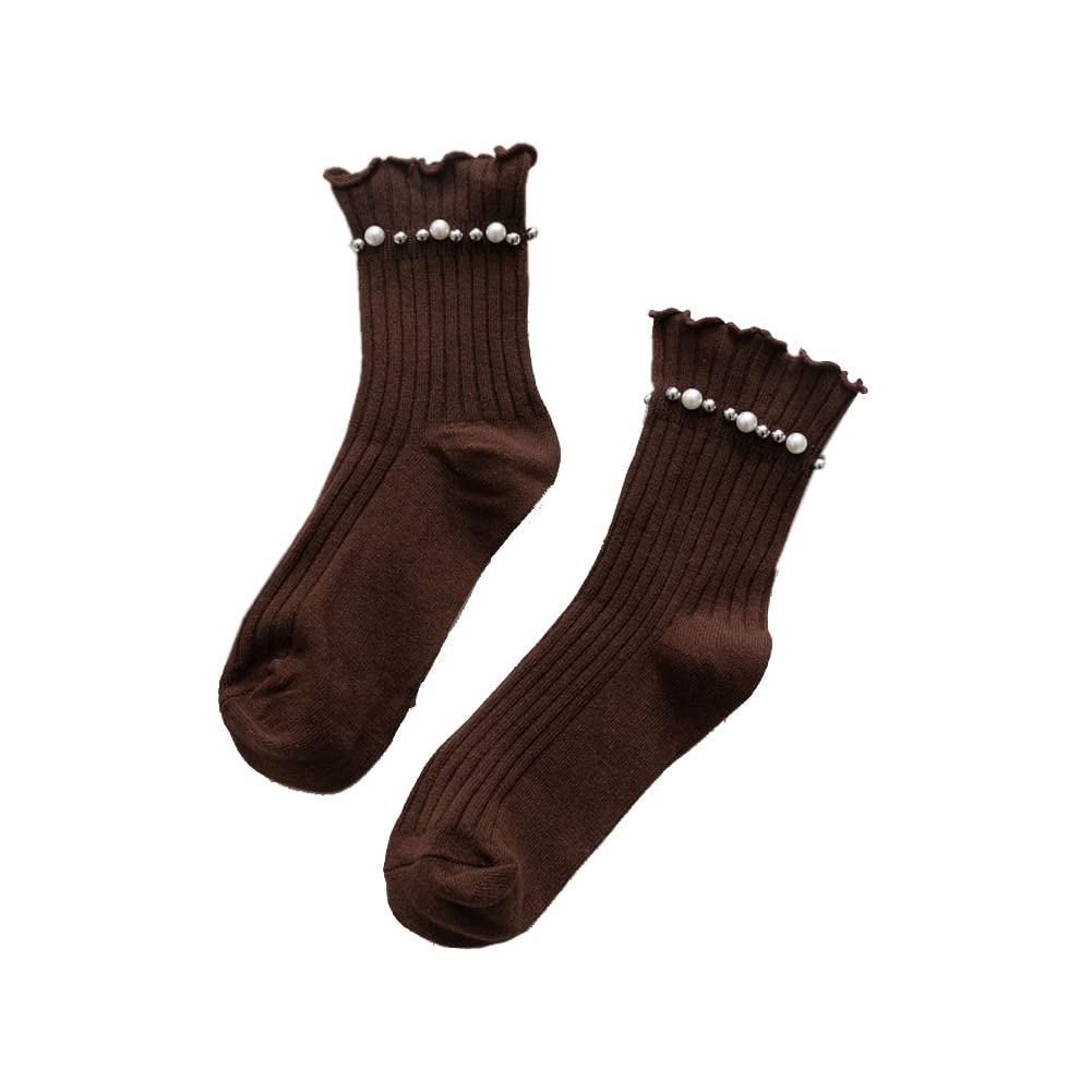 【送料無料】[FASELE] 靴下 ソックスレディース クルーソックス JK レース 花柄 制服 女の子 真珠 綿 ..