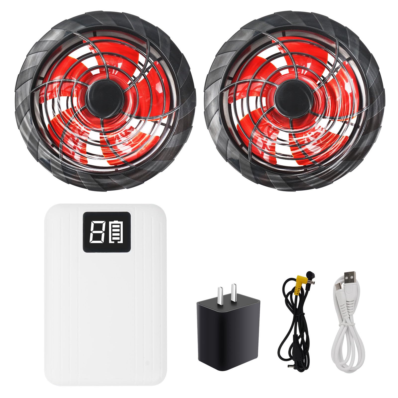 【送料無料】空調作業服 ファンバッテリーセット 12V 14400mAh 6段階風量調整 軽量 作業服 穴直径9cm ..