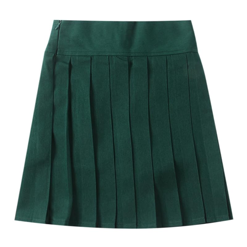 【送料無料】[Sharphon] プリーツスカート ウェストゴム インナーパンツ付き 18色 丈45cm 白ライン JK 学園風 春 夏 秋 Aライン 卒業式 カレッジ 制服 スクール コスプレ ミニスカート 学生服 REI203 色：ダークグリーン、サイズ：L