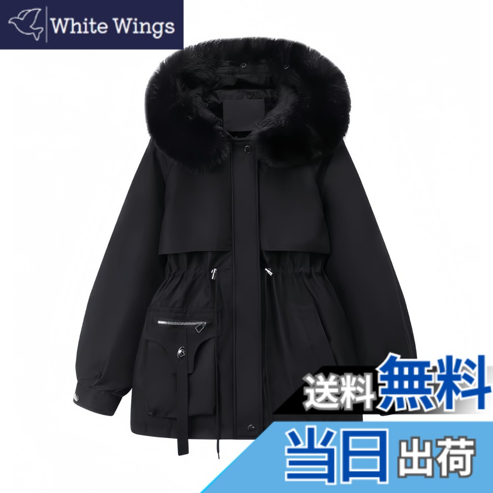 【送料無料】[Dreambuilder] モッズコート 裏起毛 コート 裏ボア 中綿ジャケット フード付き ファーコート 裏側フリース 暖かい 防寒 厚手 撥水 防風 耐久 カジュアル 通勤 通学 秋 冬 色：ブラック、サイズ：2XL