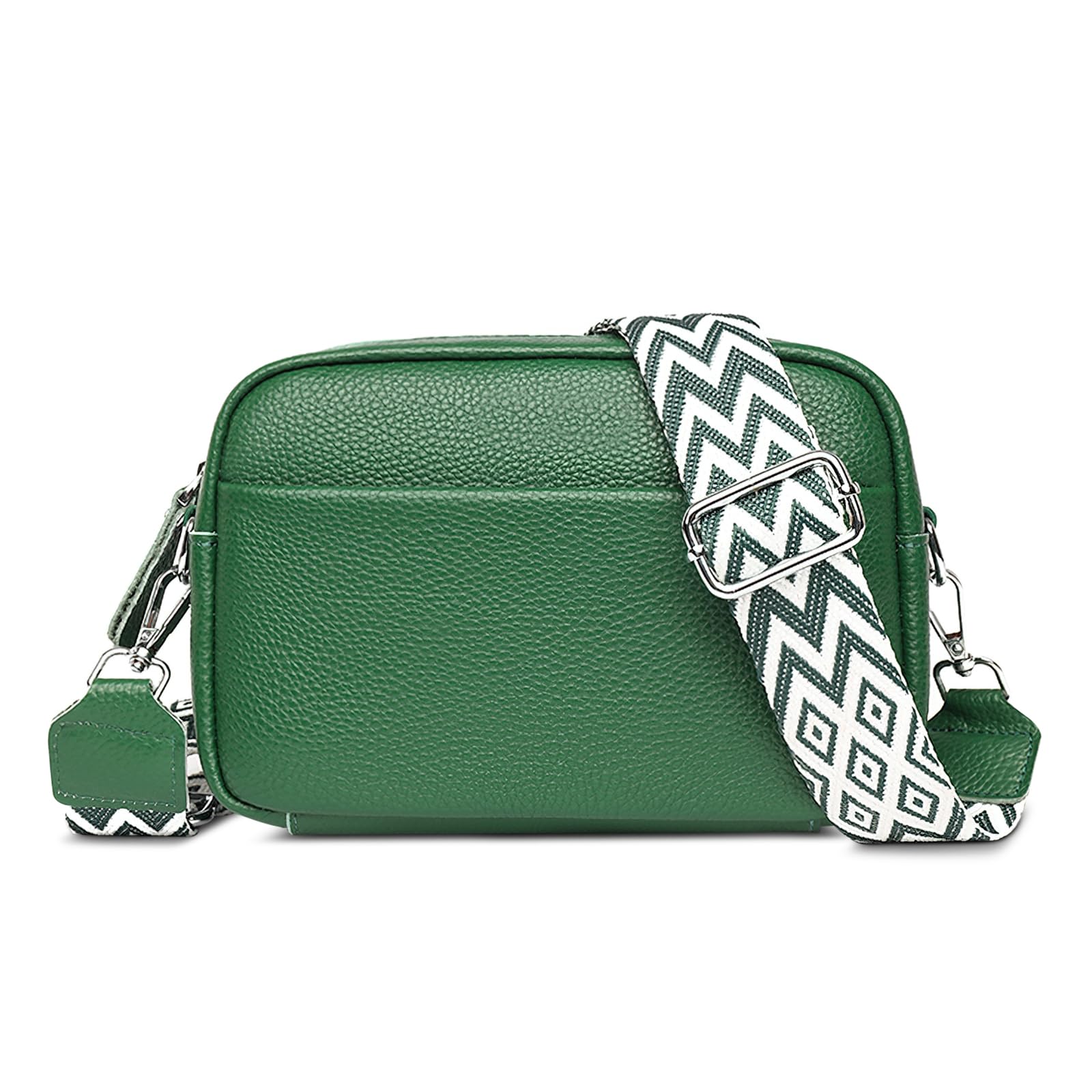 【送料無料】FORRICA レディース 斜めがけバッグ レザー 大容量 ガールズ ショルダーバッグ おしゃれ 人気 クロスボディバッグ ワイドストラップ付き 色:グリーン A、サイズ:S