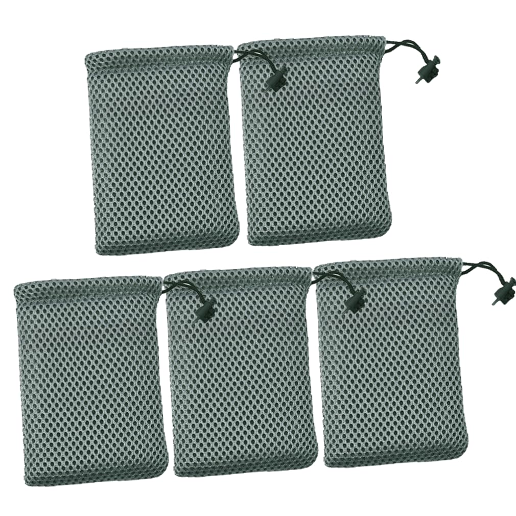 【送料無料】GEJ-Tech メッシュ 巾着袋 収納ポーチ 巾着バッグ 小物袋 スマホ袋 モバイルバッテリー 携帯入れ 色：グレー、サイズ：10cm×15cm