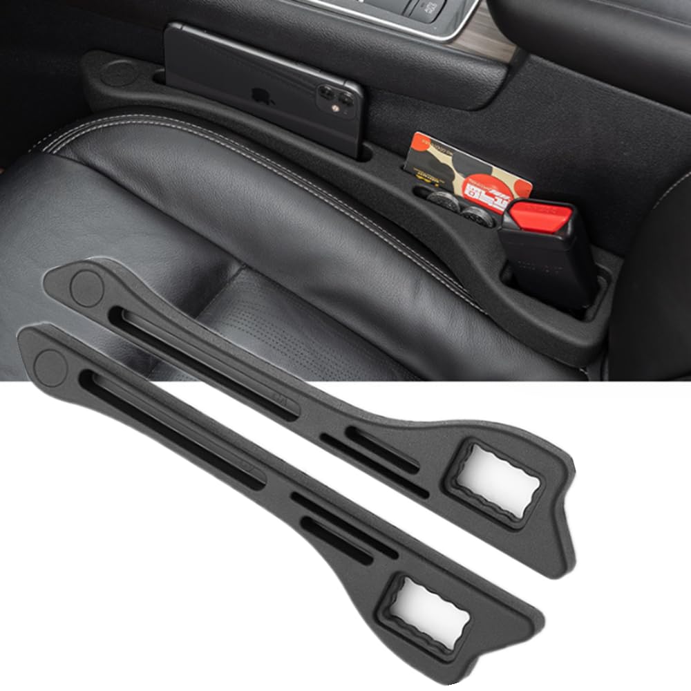 【送料無料】TATACLEA 車用隙間クッション センターコンソール隙間埋め シートパッド シートサイドクッション スペーサー レザー仕様 一体成形 柔靭性に優れ 便利グッズ 運転席 助手席 落下防止 幅広い車種に対応 カー用品 2本入り(主運転席＋副 色：ブラック