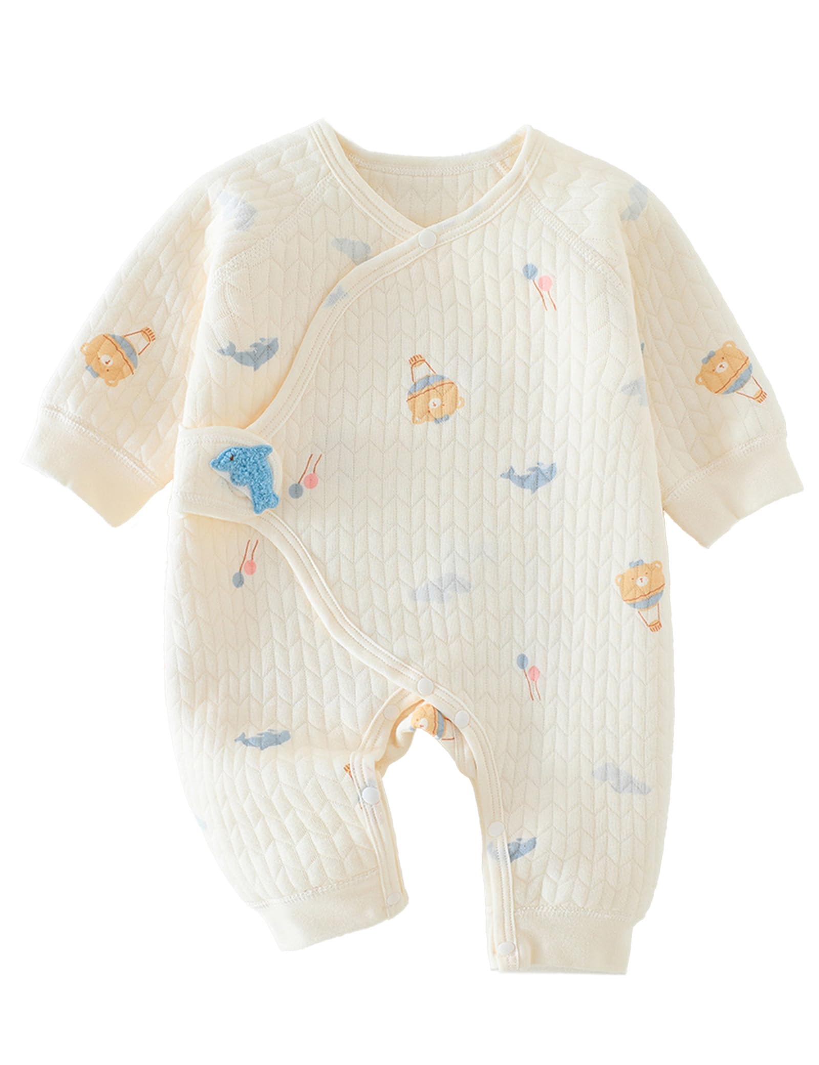 【送料無料】[HAYAHARU] ベビー服 新生児服 長袖 ロンパース 女の子 男の子 赤ちゃん服 カバーオール 赤ちゃん 肌着 パジャマ 前開き 可愛い 着替え便利 出産準備 出産祝い プレゼント 綿100% 色：B、サイズ：66