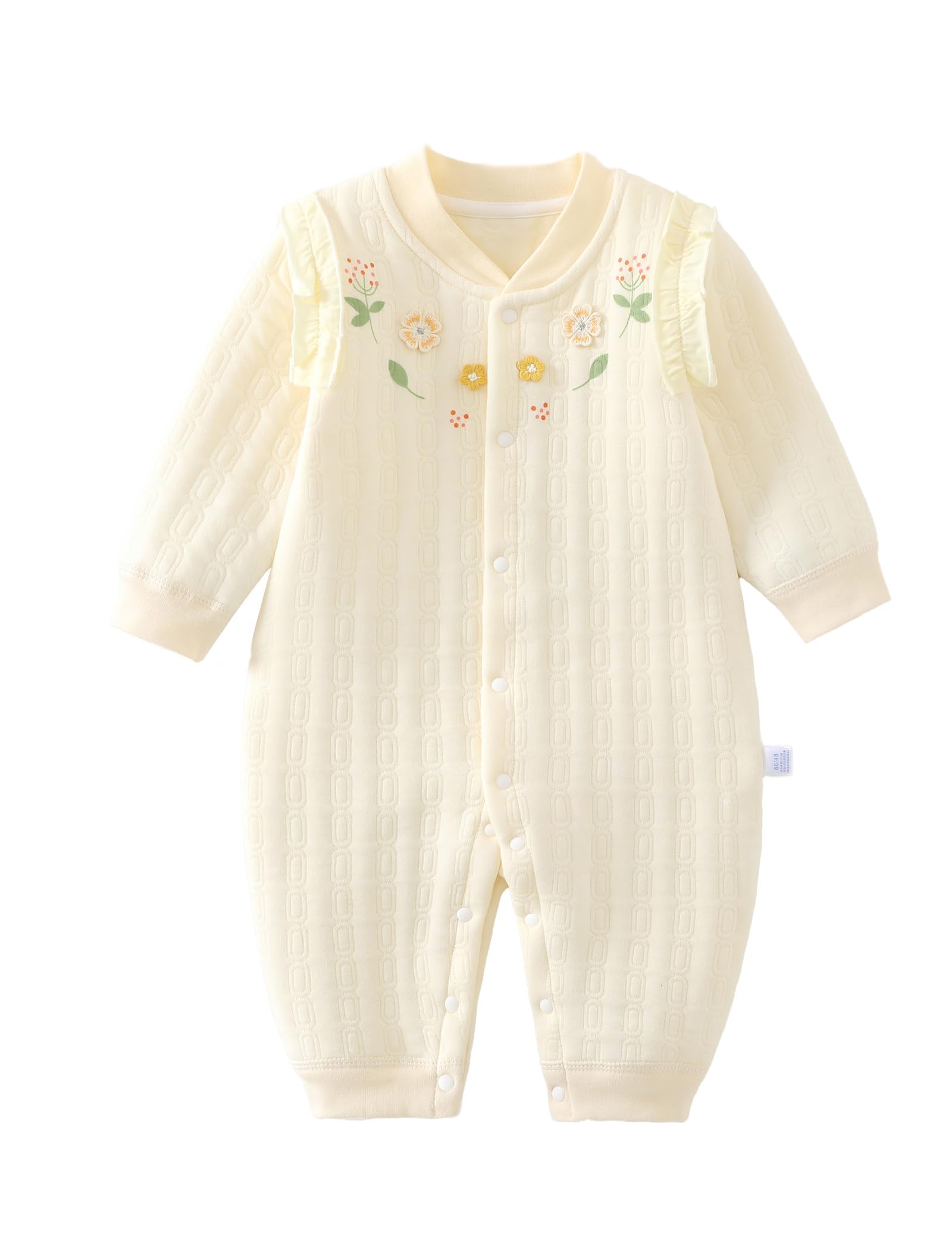 【送料無料】[HAYAHARU] ベビー服 女の子 男の子 カバーオール ロンパース 長袖 赤ちゃん服 前開き 子供服 新生児肌着 出産お祝い 綿100％ プレゼント 四季兼用 色：イエロー、サイズ：90