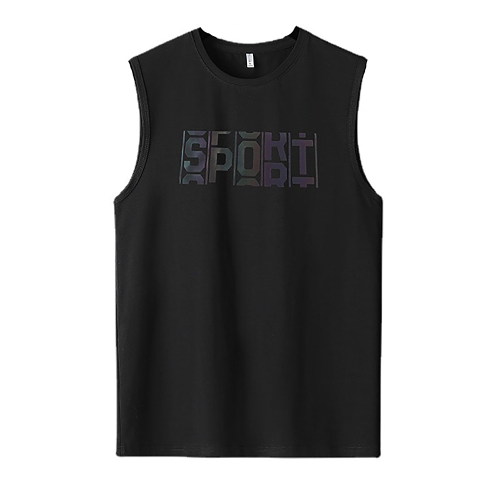 【送料無料】[HEGROPH] メンズ タンクトップ 大きいサイズ ノースリーブシャツ 6XL 対応 スポーツ 吸汗速乾 ストレッチ カジュアル おしゃれ ゆったり着用 バスケットボールウェア 色：ブラック、サイズ：5XL