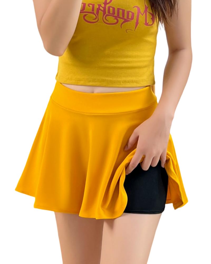 【送料無料】[Sharphon] フレアスカート 18色 33丈 ウエストゴム インナーパンツ付き ハイウエスト Aラ..