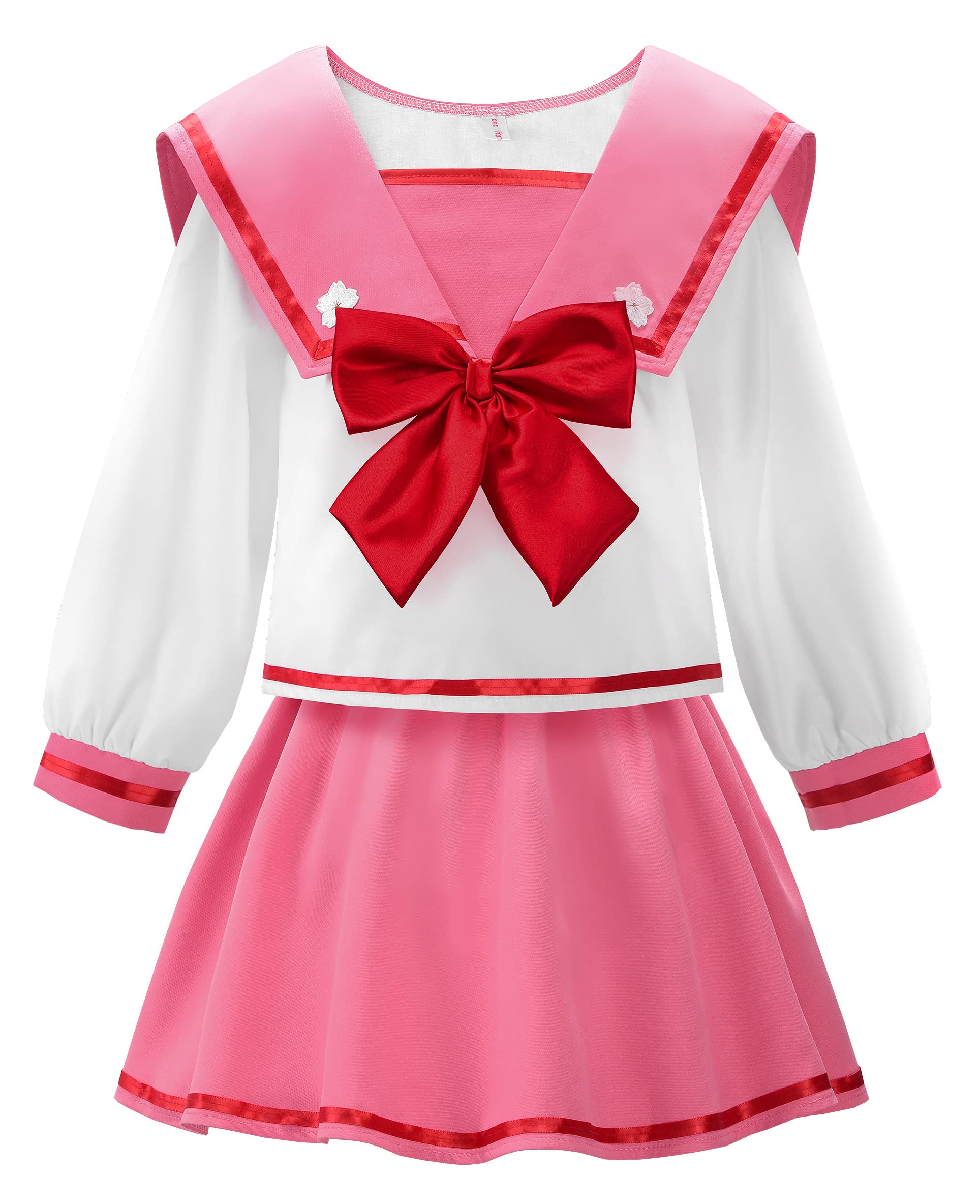 【送料無料】[ReliBeauty] セーラー服 長袖 制服 ハロウィン 仮装 子供 女の子 学生 コスプレ 衣装 キッズ コスチューム 可愛い フォーマル クリスマス 誕生日 プレゼント 文化祭 発表会 入園式 入学式 裏地付 ピンク 色：ピンク、サイズ：140