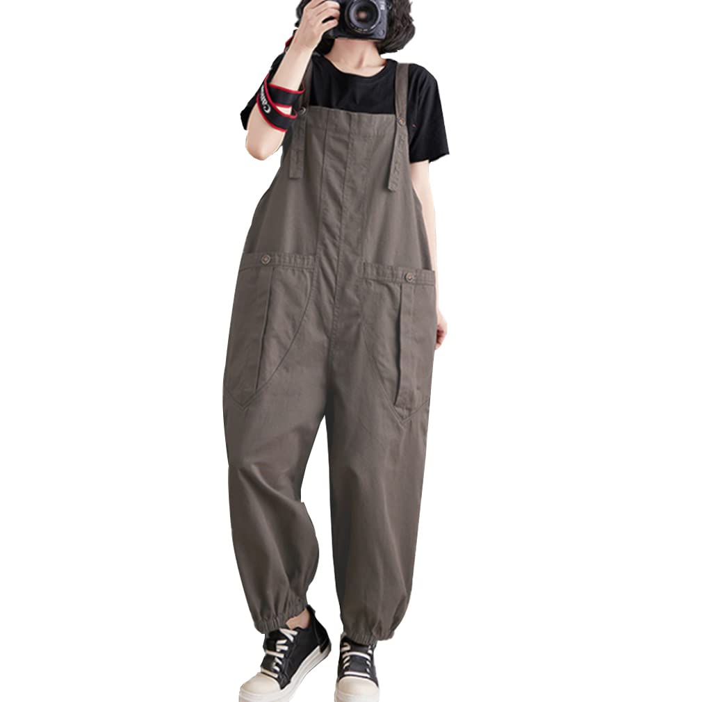 【送料無料】[Icyrain] パンツ オーバーオール レディース 作業ズボン サロペット ロングパンツ ゆったり Overalls ワークパンツ つなぎ春 夏 秋 冬 色：グレー、サイズ：M