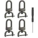 【送料無料】4個セット取り外し可能スナップフックスイベルクラスプ ドライバー付き 360°回転 DIY バッグストラップ交換用キット dカン 取り外し簡単 留め...