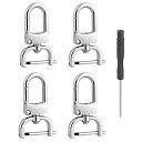 【送料無料】4個セット取り外し可能スナップフックスイベルクラスプ ドライバー付き 360°回転 DIY バッグストラップ交換用キット dカン 取り外し簡単 留め...