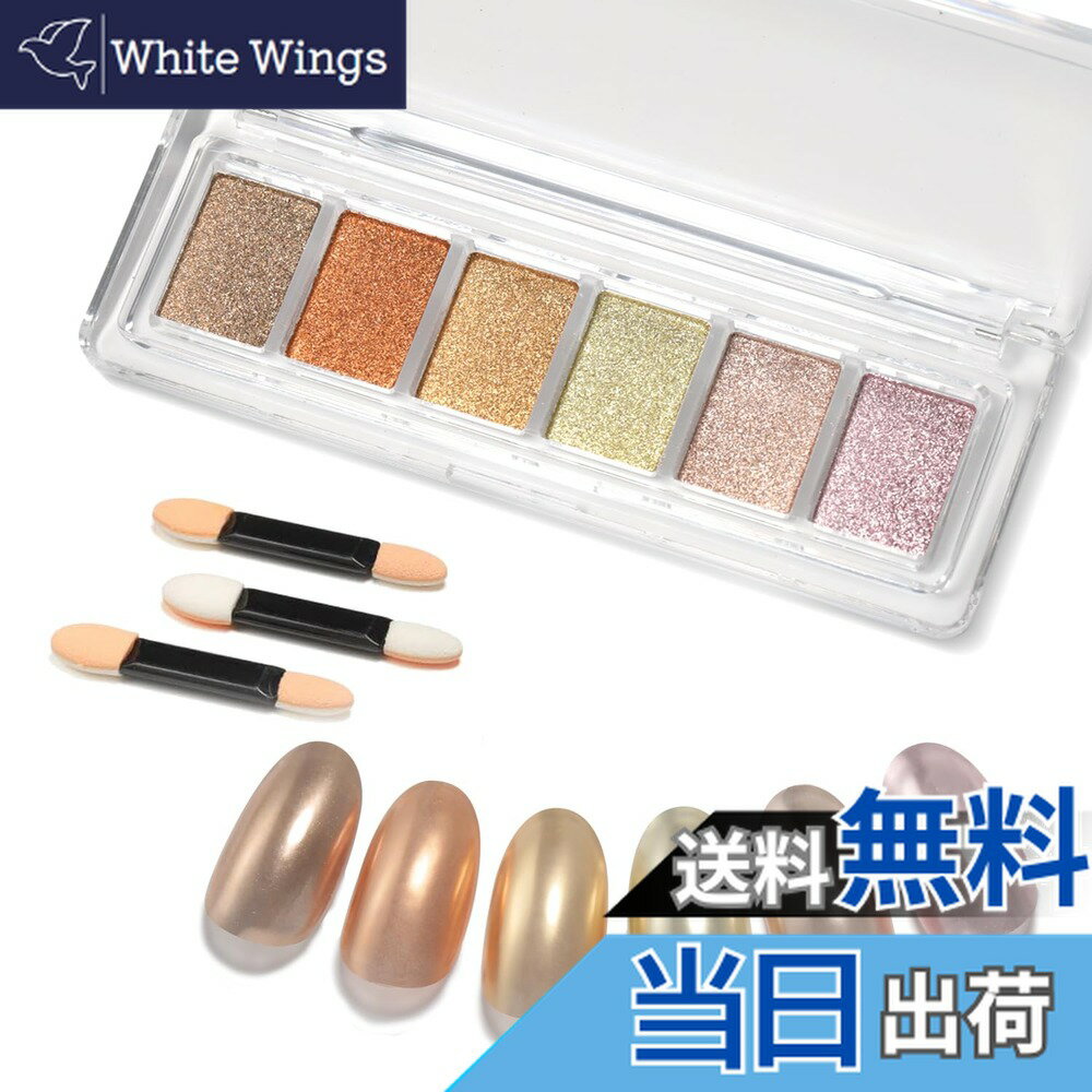 【送料無料】ジェルネイル Coikaze ネイルパウダー ネイルアート ミラーパウダー 6色パレット ニュアンスネイル メタリックパウダー カラー ミラー スポンジチップ付き 色：浅い