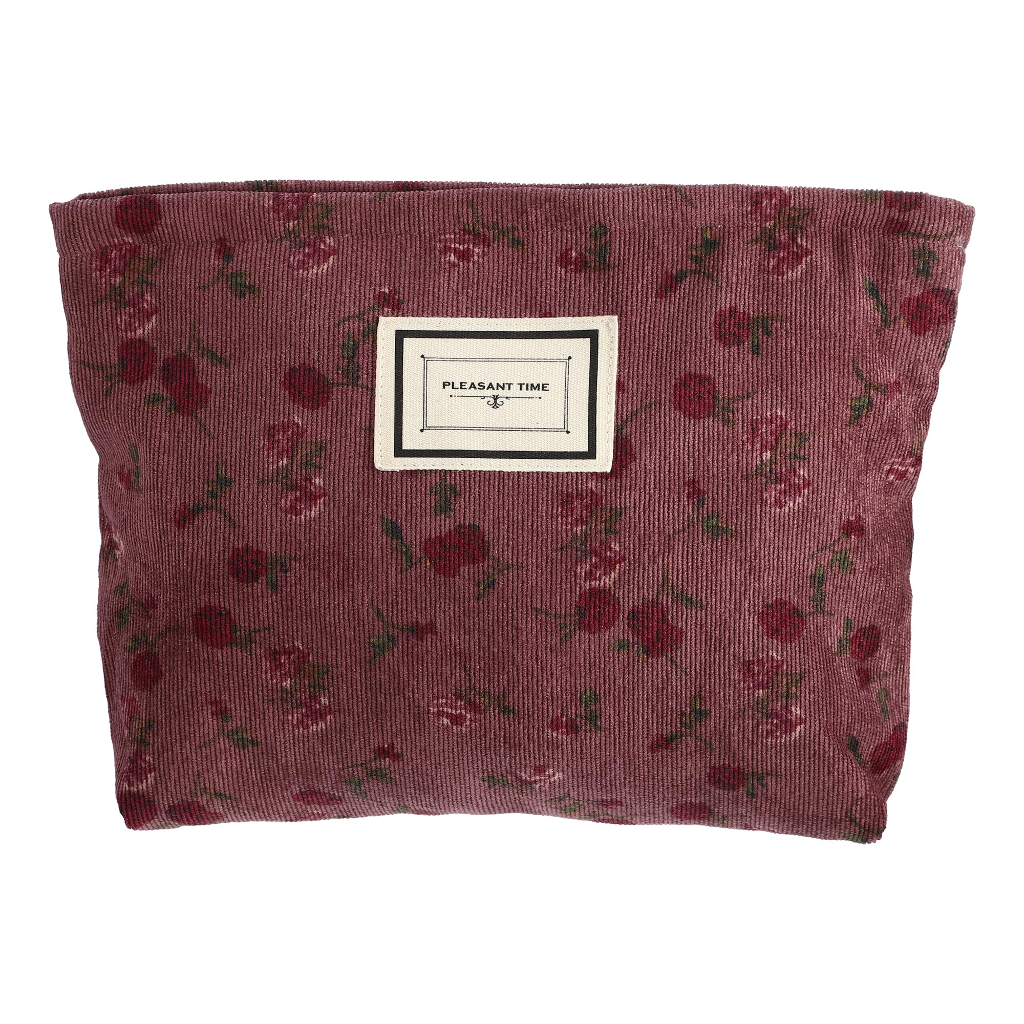 【送料無料】VOCOSTE コーデュロイ花柄化粧バッグ ジッパーフラワー化粧ポーチ 美しい女性の化粧バッグ小銭入れ対応 ファンデーション 口紅 ブラシ用 色：レッド