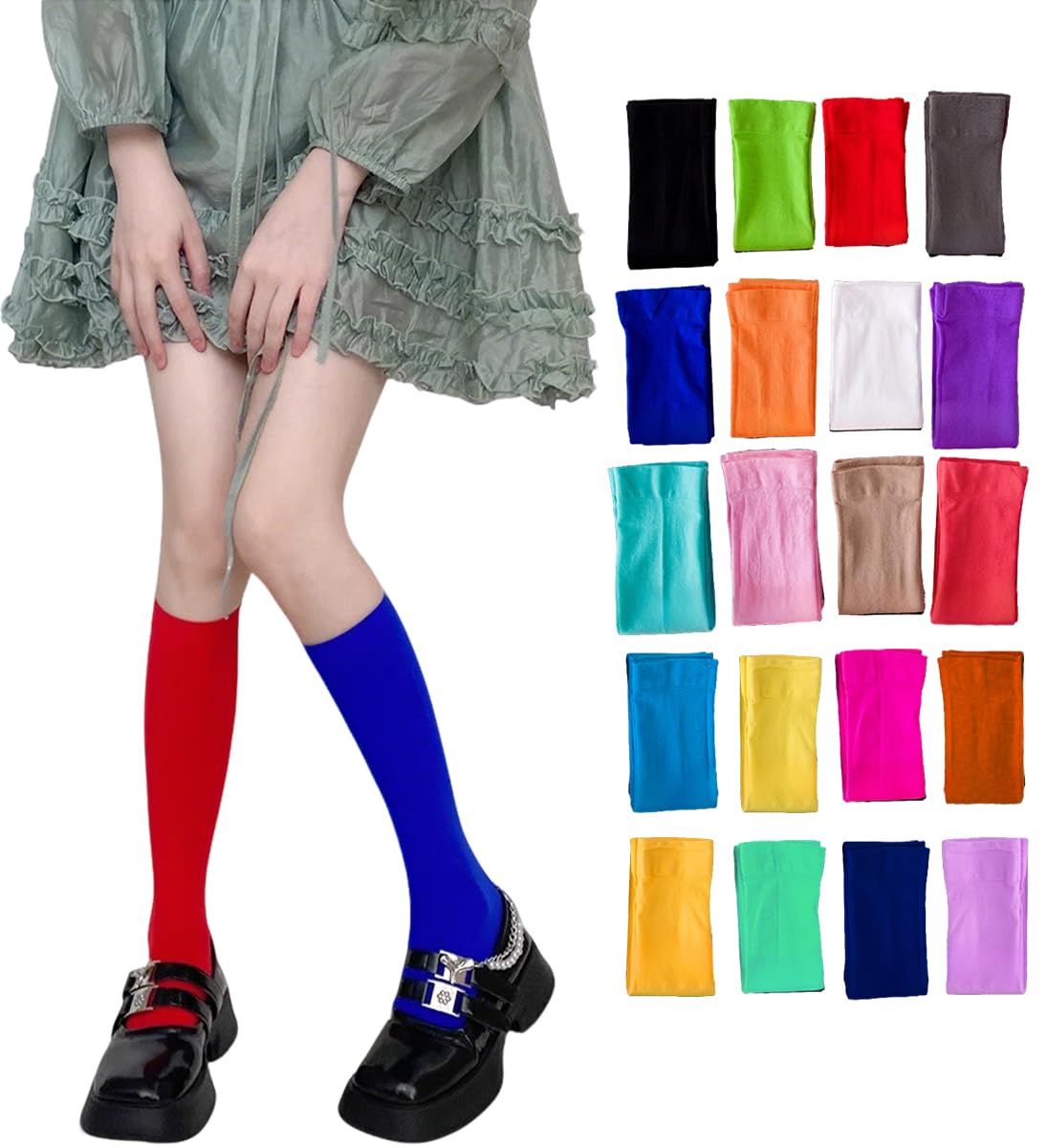【送料無料】[Ekieta] 18色カラー ハイソックス レディース 80D薄手いベルベット ほんのり透明 キャン..