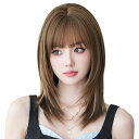 【送料無料】BARSDAR ウィッグ ストレート ミディアム セミロング レディース wig カツラ 女装 フルウイッグ 自然 黒茶 髪 小顔 可愛い 自然 耐熱 ネット付き ミルクティー&オフホワイト
