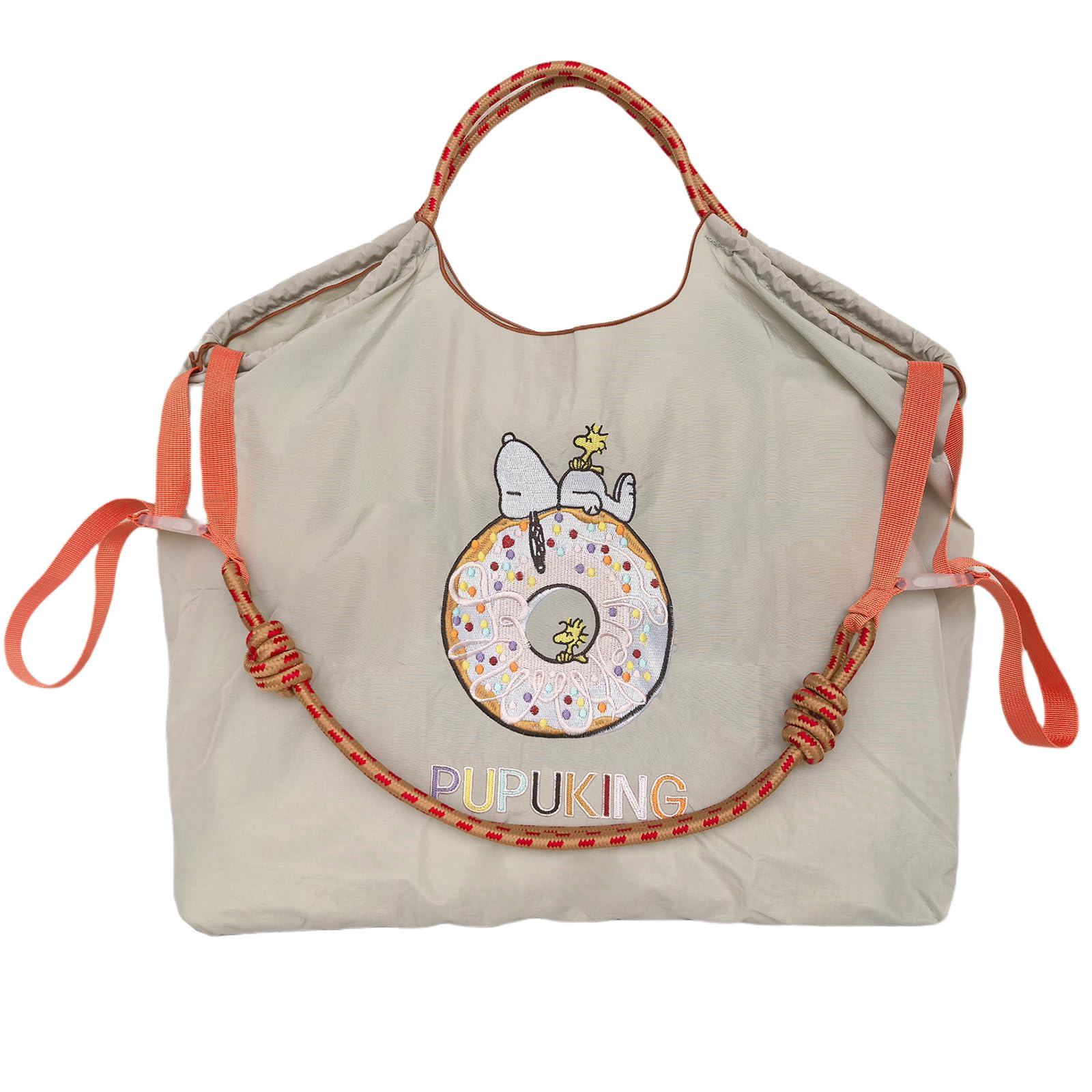 【送料無料】[PUPUKING] ナイロン素材 刺繍エコバッグ ボールチェーンエコバッグ 折りたたみ コンパク..