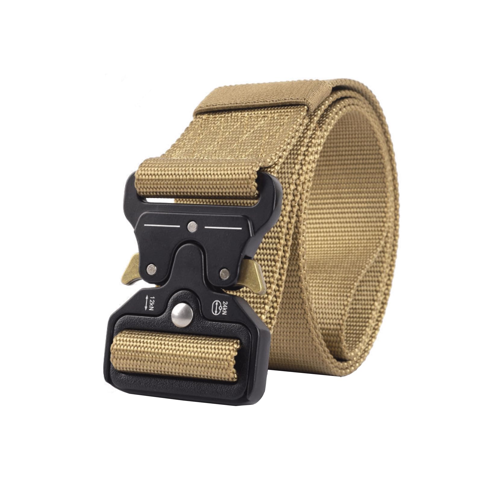 【送料無料】[Bookwarm] タクティカル ベルト サバゲーベルト ワンタッチベルト コブラバックル サバイバルゲーム 装備 ガンベルト ミリタリー 作業用 アウトドア DIY， ワンタッチ おしゃれ ストレッチ アウトドアや日常使用に最適 (カーキ)