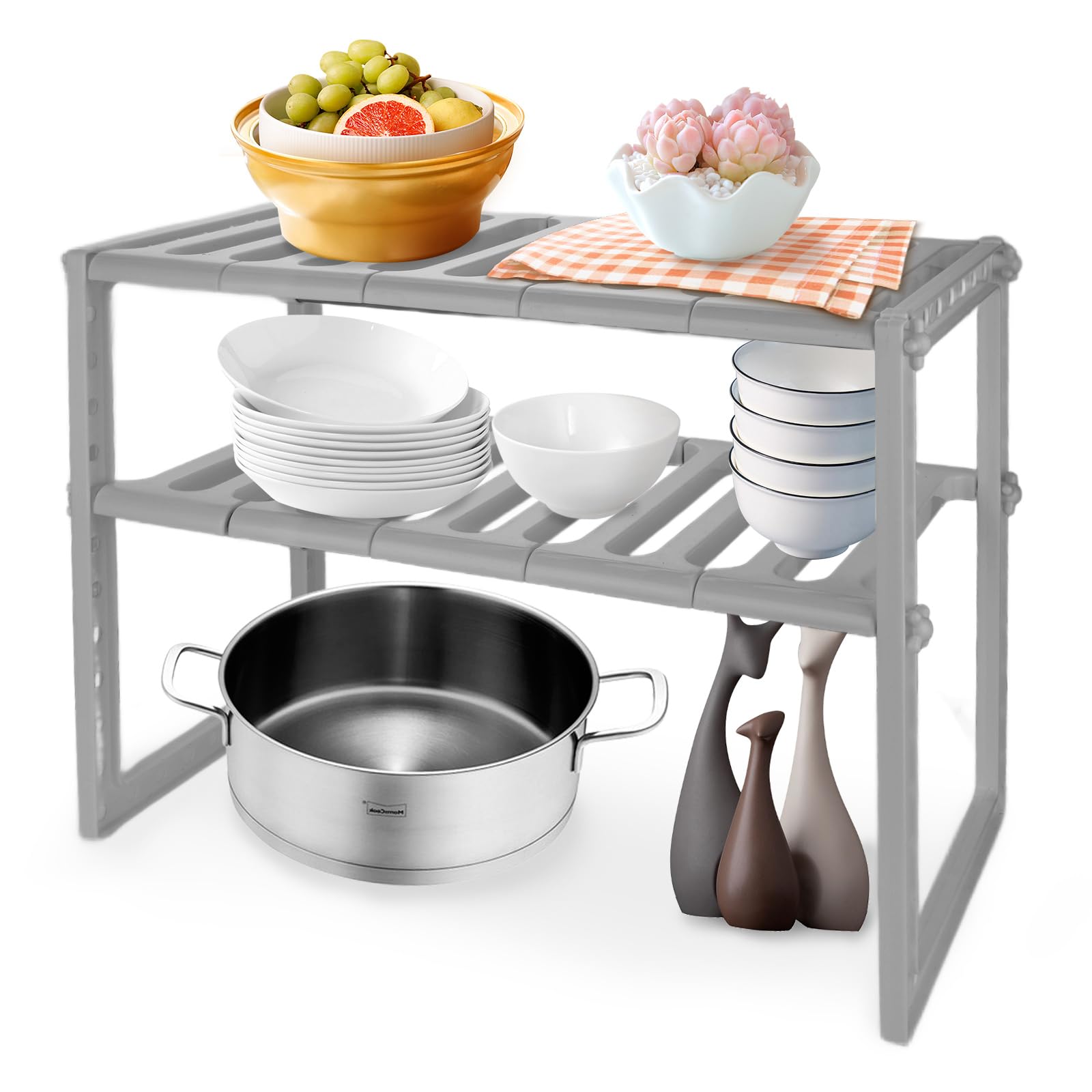 【送料無料】やぬき シンクした収納ラック 伸縮式 シンク下 収納 キッチンした収納 2段 シンク下収納ラ..