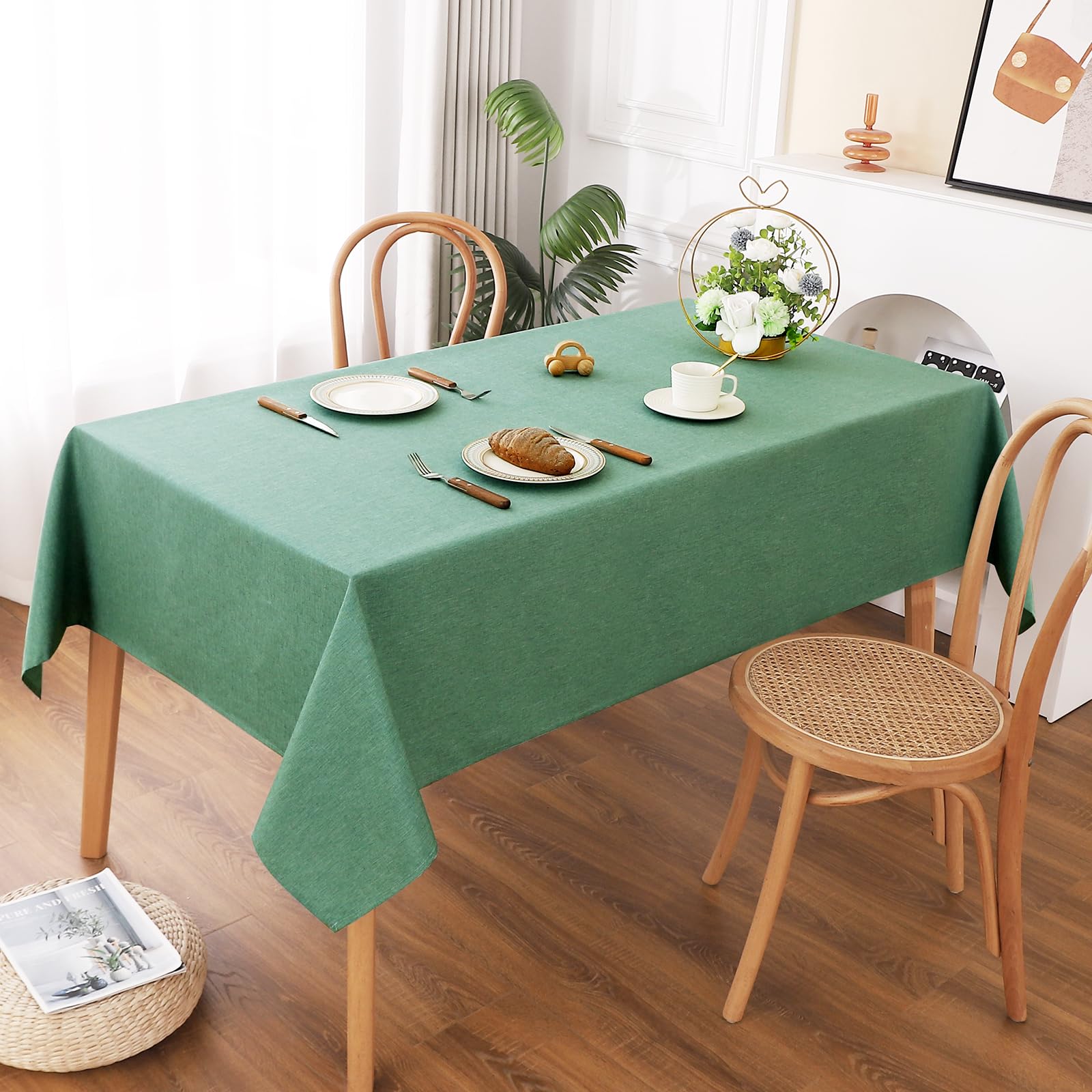 【送料無料】AooHome クリスマス テーブルクロス 長方形 撥水 方形 無地 汚れ防止 おしゃれ シンプル テーブルカバー リネン類 耐熱 速乾 丸洗い お手入れ簡単 業務用・家庭用 グレーン 130x180cm