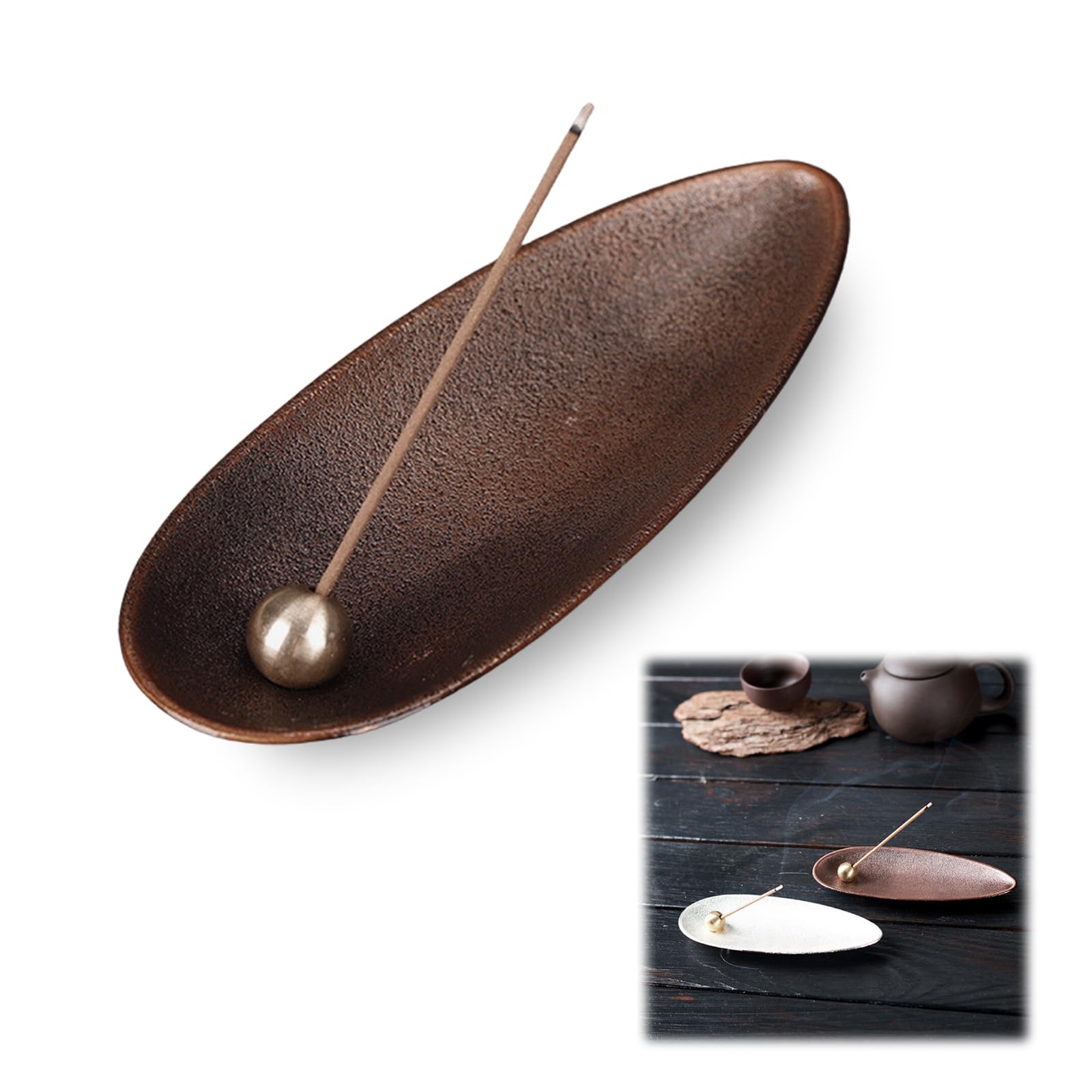 【送料無料】DreaModes 線香立て お香立 線香立 仏壇用皿 金属製 シルバー ブロンズ 合金 香皿 おしゃれ 癒やし 和風 線香皿 香立て お線香立 香立 線香 インテリア香炉 多機能 喫茶店 茶室 書斎 瞑想 睡眠 (ブロンズ1個)