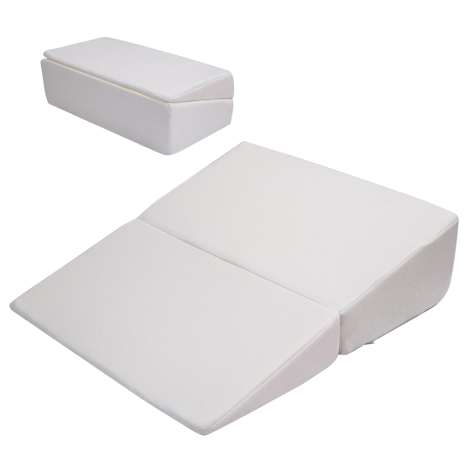 【送料無料】IMIEE 三角クッション 三角枕 背もたれ 腰枕 傾斜枕 足まくら なだらか枕 斜めマット 横向き寝 クッション 逆流性食道炎 体位変換 二つ折り枕 腰クッション 足枕 高反発 読書用 妊婦 お年寄り 体圧分散 体位変換 テレビ枕 カバー洗える 快眠サポート (ホワイ