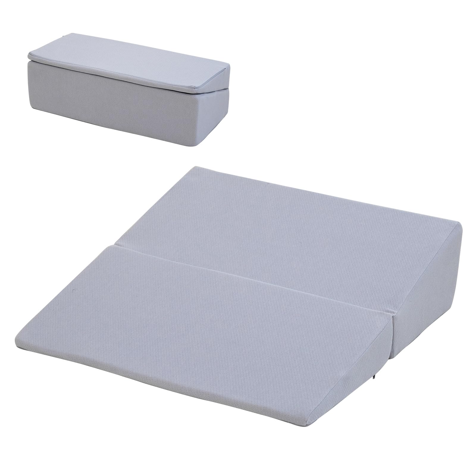 【送料無料】IMIEE 三角クッション 三角枕 背もたれ 腰枕 傾斜枕 足まくら なだらか枕 斜めマット 横向き寝 クッション 逆流性食道炎 体位変換 二つ折り枕 腰クッション 足枕 高反発 読書用 妊婦 お年寄り 体圧分散 体位変換 テレビ枕 カバー洗える 快眠サポート (グレー