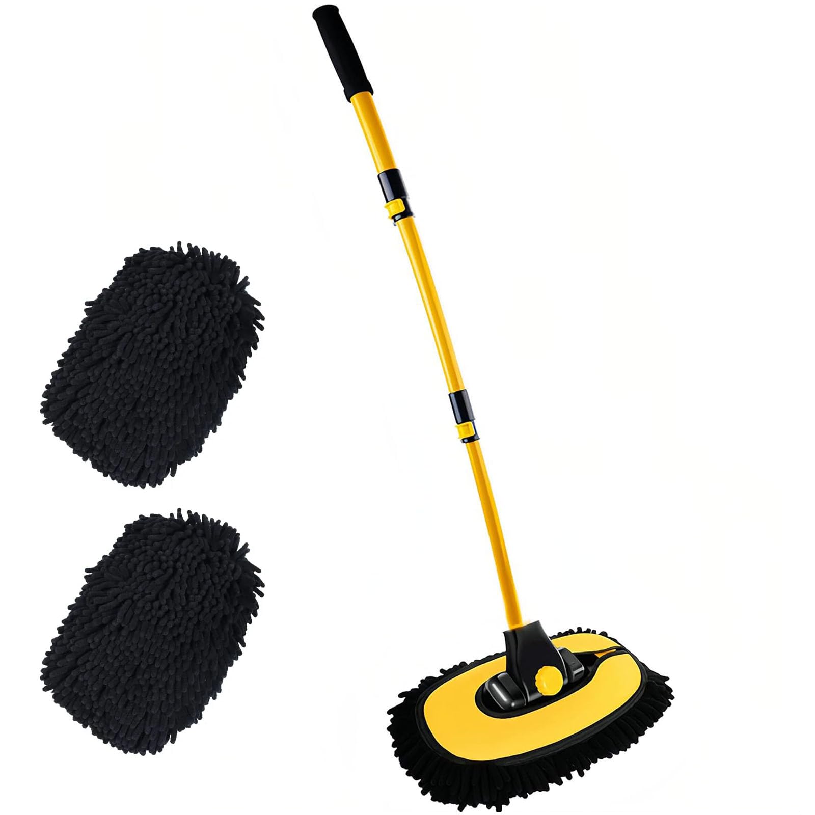 【送料無料】KEEVEEK 洗車モップ 15°曲げ 洗車ブラシ 112cm伸縮可能 替え スポンジモップ 柔らかい 超極細繊維 90度回転 切替モップ付き 洗車セット ルーフモップ 長さ調節可能 傷防止 乾湿両用 吸水 速乾 洗車グッズ ホコリ取り 水切り 洗車用スポンジ ボディ用 ホイー