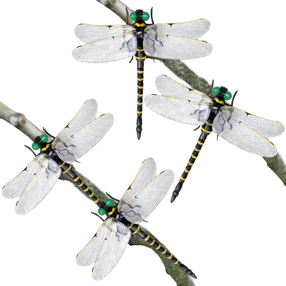 楽天White Wings【送料無料】MIMIMACHI 虫よけトンボ おにやんま オニヤンマ トンボ 蜻蛉 虫避け 12cm級 本物とそっくり 蜂よけ 玄関 ベランダ 網戸 アウトドア 釣り ゴルフ 山登り 家庭菜園 草刈り スズメバチ ハイキング 屋内屋外適用 虫よけ対策品 【2024年モデル】 （4pcs）
