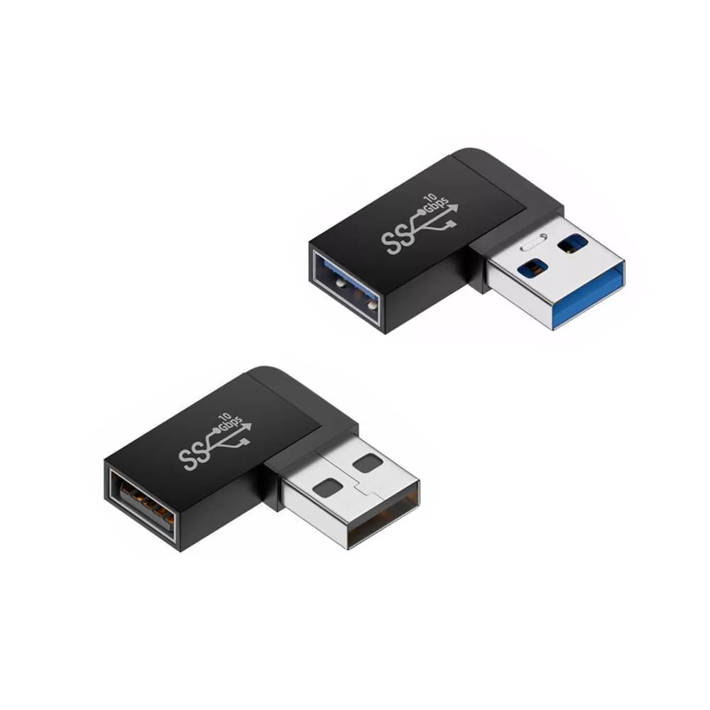 【送料無料】YFFSFDC USB変換アダプタ 2個セット 右向き 左向き USB3.0 メスからオス変換コネクタ USB コネクタ USB 3.0 アダプタ 90度 L型 直角 オスからメス変換コネクタ 10Gbps 高速データ転送 携帯パソコン等対応