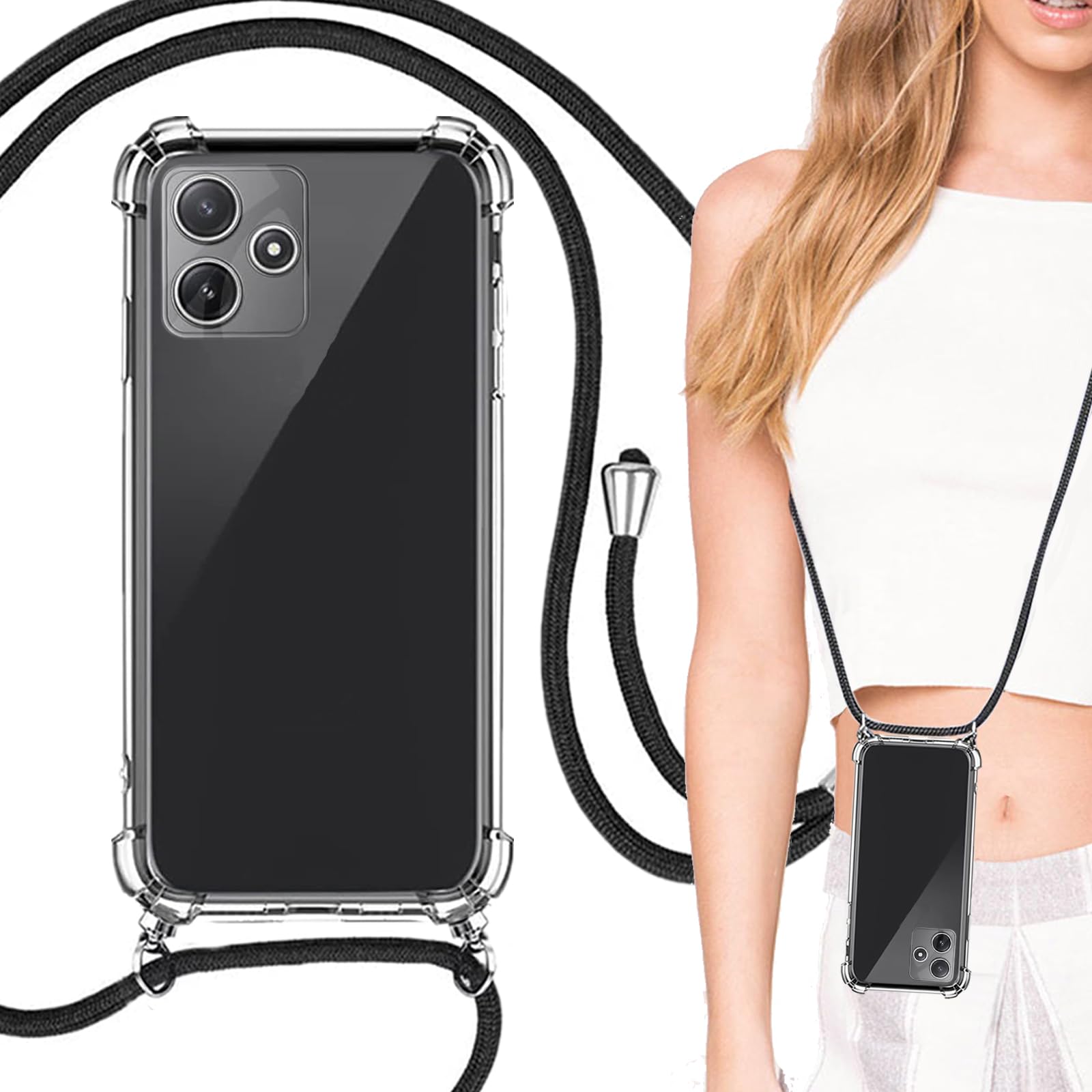 【送料無料】Xiaomi Redmi 12 5G ケース クリア 透明 カバー XIG03 ショルダー 掛縄け ストラップ付き 斜めがけ 携帯ケース 適用 Redmi12 レッドミ12 A401XM スマホケース case Heofuixt ソフト tpu バンパーケース 耐衝撃 肩掛け ストラップ 斜め掛け クリアケース 首掛