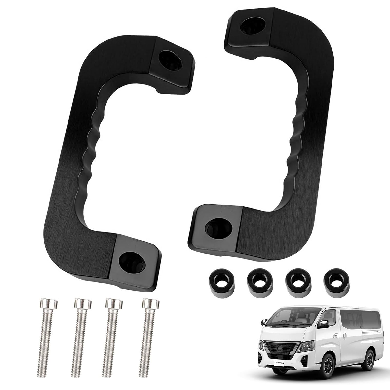 【送料無料】BAGARAATAN NV350 E26 キャラバン アルミ アシスト グリップ レッド 運転席 助手席 2P グラブ ハンドル 純正交換 タイプ 左右（ブラック）