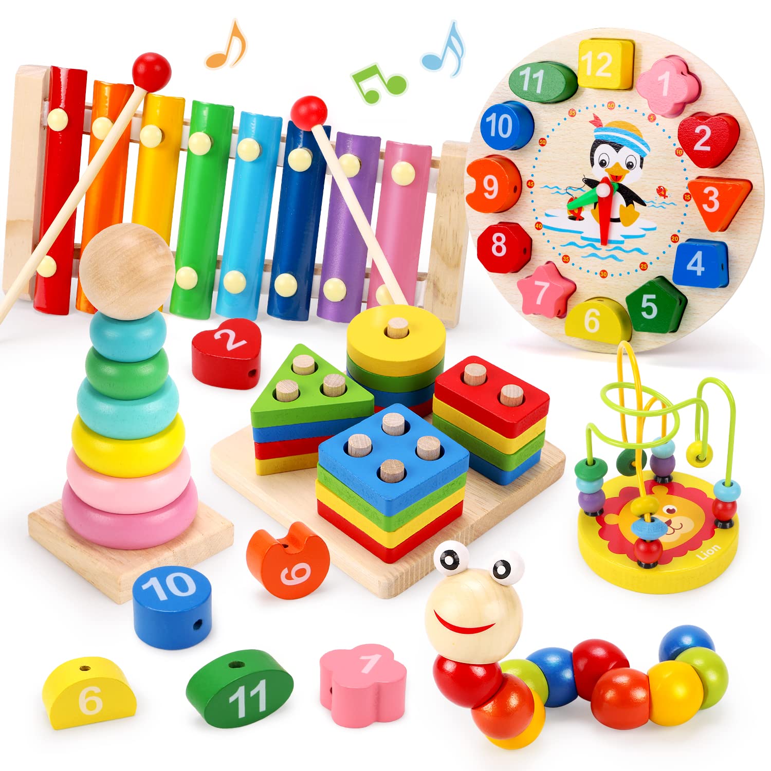 【送料無料】Qizebaby 木製 おもちゃ 2歳 3歳 モンテッソーリ教育 おもちゃ 6PCS 木製学習玩具 形合わ..