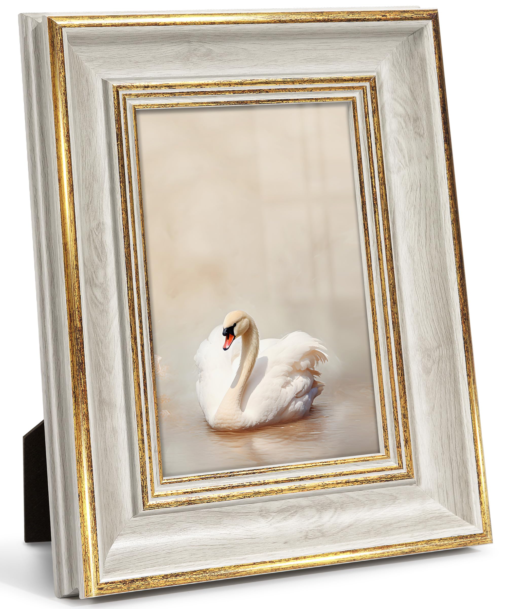 【送料無料】Afuly フォトフレーム おしゃれ 6切り 写真立て ホワイト ゴールド 壁掛け アンティーク 縦横兼用 額縁 ナチュラル 記念日 誕生日 お祝い プレゼント バレンタイン 装飾