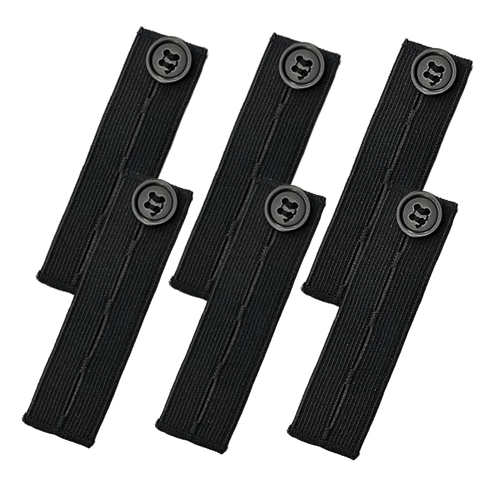 【送料無料】YFFSFDC ウエスト伸ばす 6枚セット ウエスト調整お直し ウエスト サイズ調整 エラスティック 弾力性あり ボタン ブラック