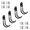 【送料無料】Namioka 壁掛け l字 グランドフック ガレージ フック 倉庫 金具 ツール スノーボード 自転車 ランドセル ベルト レンチラック ホース 収納 石膏ボード 鉄板吊り 波板取付 黒の4ピーススーツ (J型大)