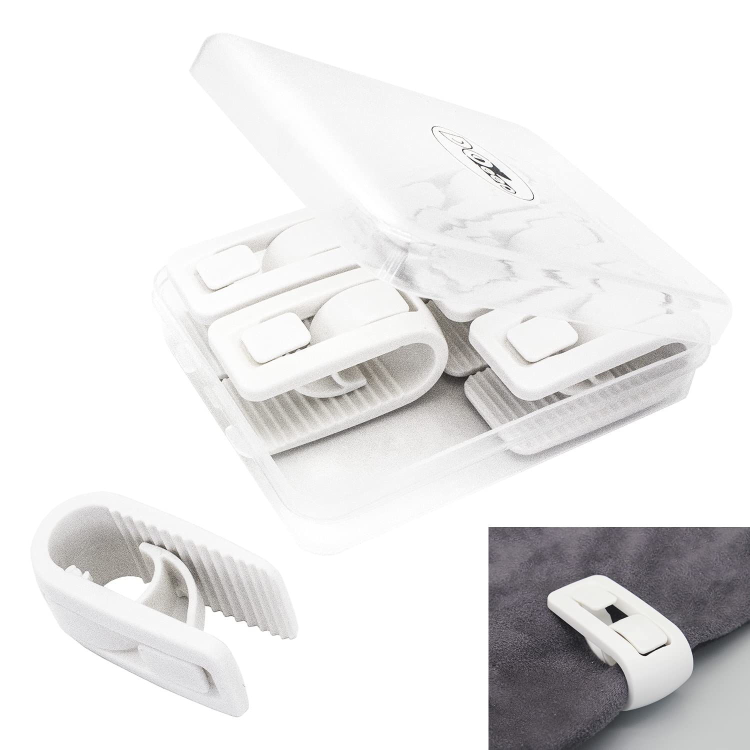 【送料無料】布団 クリップ 6枚セット 軽量でコンパクト 滑り止め 布団を傷めません 布団 毛布 固定器 プラスチック製 ピンク 1ケース 6個入 (ホワイト)