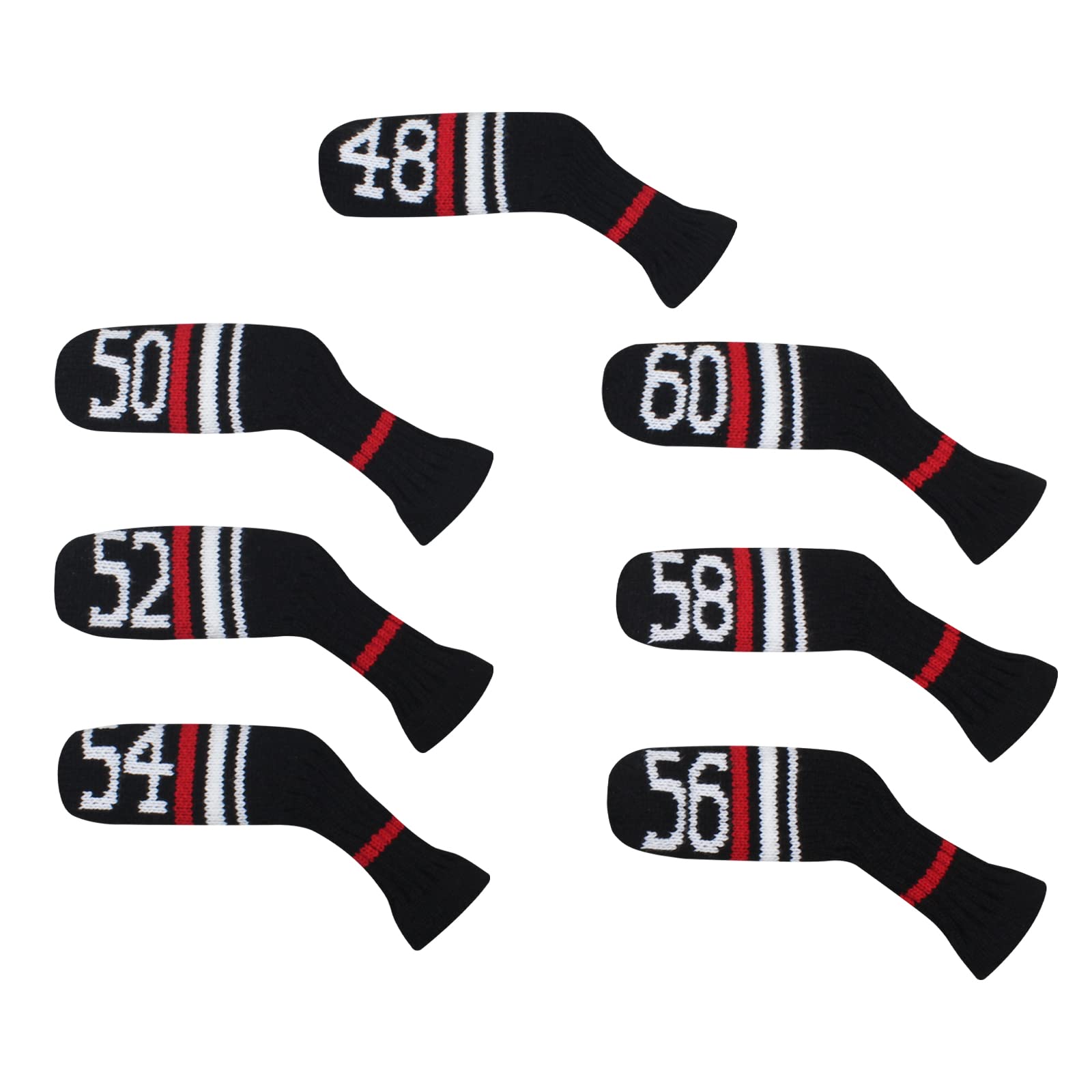 【送料無料】Scott Edward ニットウェッジゴルフアイアンヘッドカバー7PCSクラブプロテクター48,50,52,54,56,58,60度 スコットエドワード (縞模様)