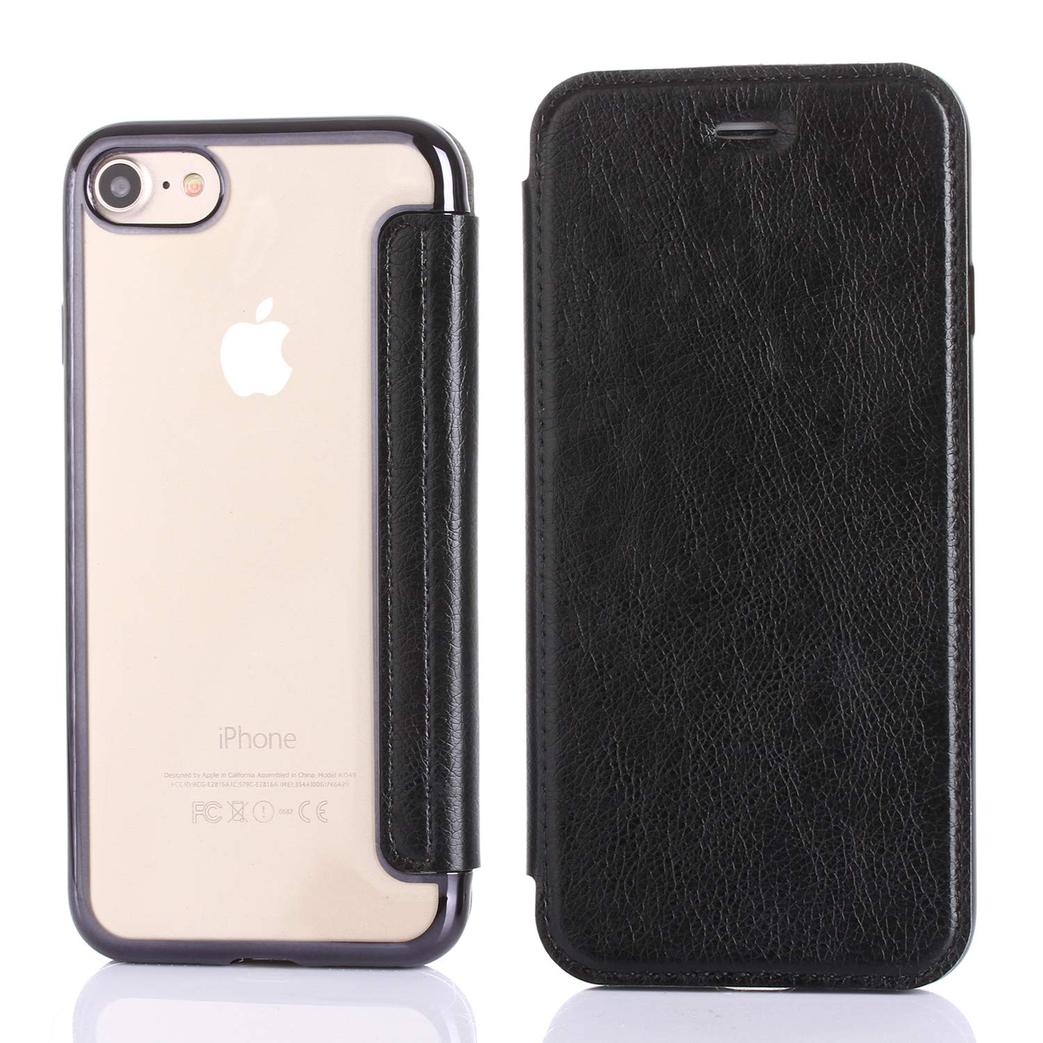 【送料無料】YUYIB iPhone SE3 ケース iPhone SE2 ケース 第2世代 iPhone8 ケース iPhone7 ケース 手帳型 クリア 背面 高級なPUレザー 薄型 透明 衝撃吸収 ブランド シンプル カード収納 スマホケース iPhone 7 iPhone 8 iPhone SE3 iPhone SE2 兼用 (iPhone 8/Se3/Se2/