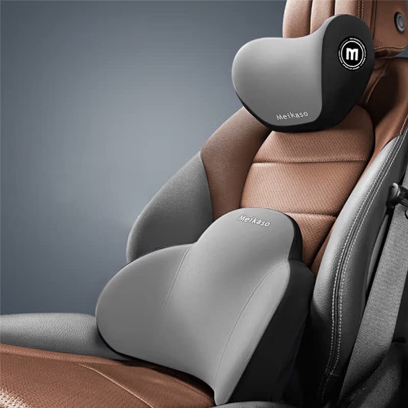 【送料無料】Meikaso 車 腰クッション 背もたれクッション ランバーサポート 低反発 ファッション 車ヘッドレスト 車 ネックピロー 腰当て 車 ネックパ...
