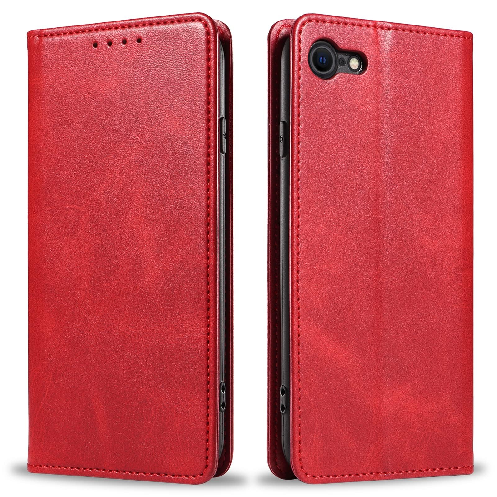 【送料無料】iPhone SE2 ケース 第2世代 第3世代 iphone8/7 ケース 手帳型 スマホケース 携帯カバー PUレザー カード収納ケース マグネット式 スタンド機能アイフォンse 4.7インチ対応 360度保護 PinLiSheng (ダークレッド, iPhone SE2 iPhone SE3 iPhone8 iPhone7)